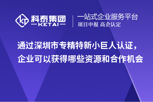 通過(guò)深圳市專精特新小巨人認(rèn)證，企業(yè)可以獲得哪些資源和合作機(jī)會(huì)