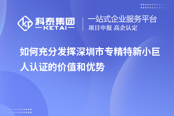 如何充分發(fā)揮深圳市專精特新小巨人認(rèn)證的價(jià)值和優(yōu)勢