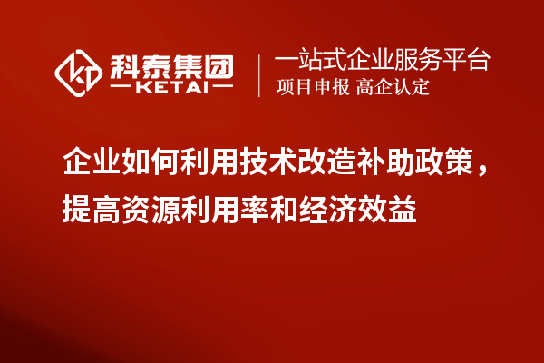 企業(yè)如何利用技術(shù)改造補(bǔ)助政策，提高資源利用率和經(jīng)濟(jì)效益