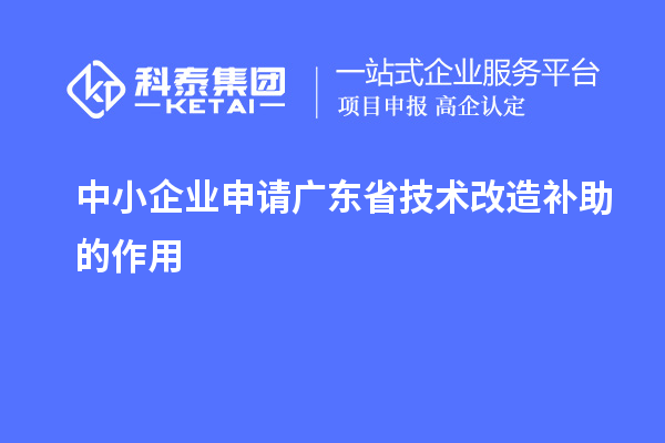 中小企業(yè)申請廣東省技術(shù)改造補(bǔ)助的作用