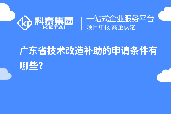 廣東省技術改造補助的申請條件有哪些？