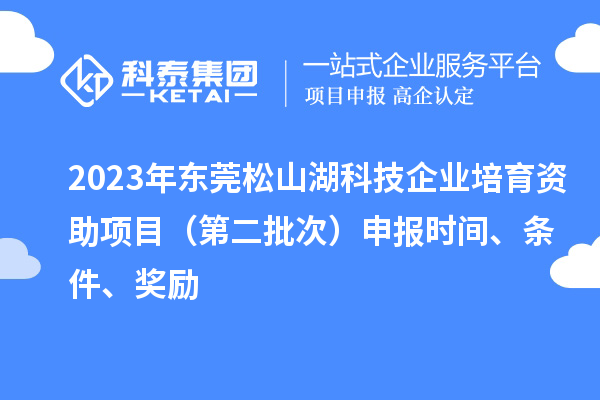 2023年東莞松山湖科技企業(yè)培育資助項目（第二批次）申報時間、條件、獎勵