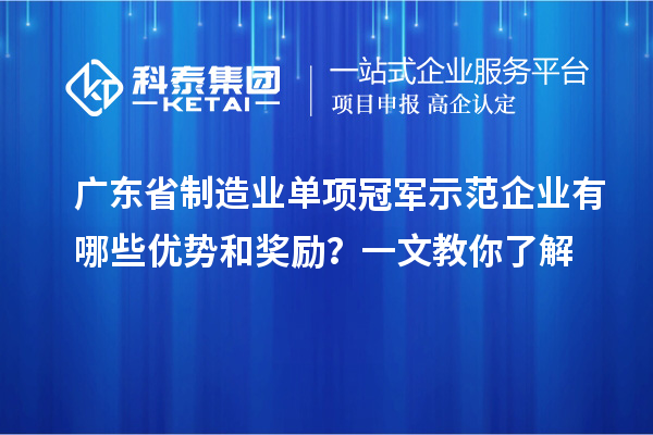 廣東省制造業(yè)單項冠軍示范企業(yè)有哪些優(yōu)勢和獎勵？一文教你了解