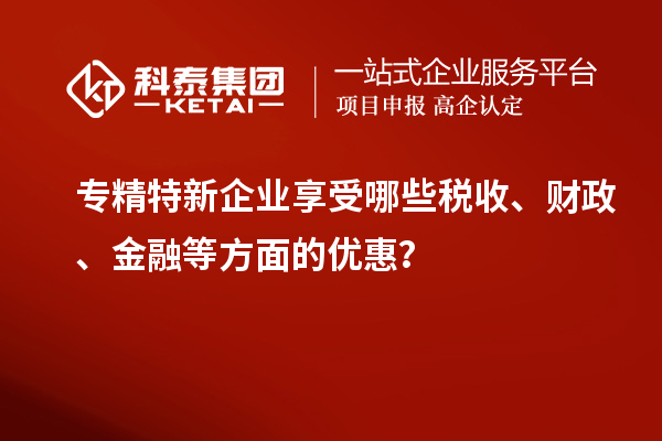 專(zhuān)精特新企業(yè)享受哪些稅收、財(cái)政、金融等方面的優(yōu)惠？