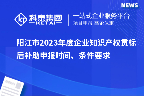 陽江市2023年度企業(yè)知識產(chǎn)權(quán)貫標(biāo)后補(bǔ)助申報時間、條件要求