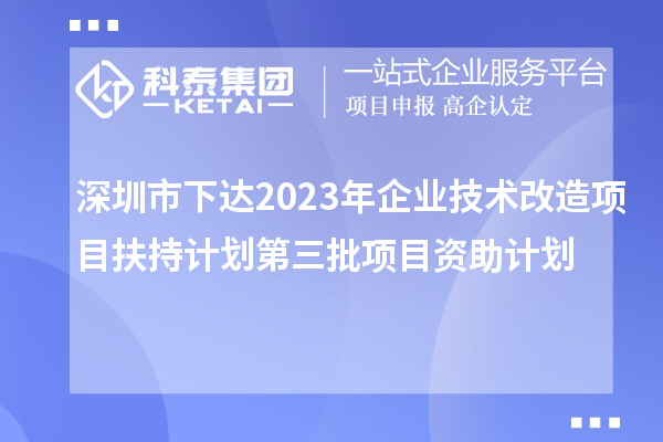 深圳市下達(dá)2023年企業(yè)技術(shù)改造項目扶持計劃第三批項目資助計劃