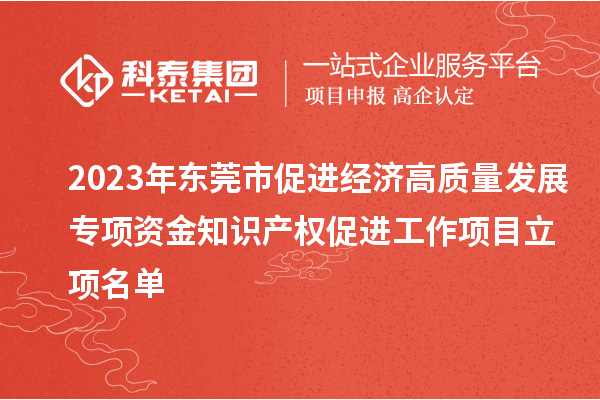 2023年東莞市促進經濟高質量發(fā)展專項資金知識產權促進工作項目立項名單