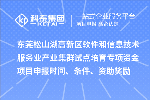東莞松山湖高新區(qū)軟件和信息技術(shù)服務(wù)業(yè)產(chǎn)業(yè)集群試點培育專項資金項目申報時間、條件、資助獎勵