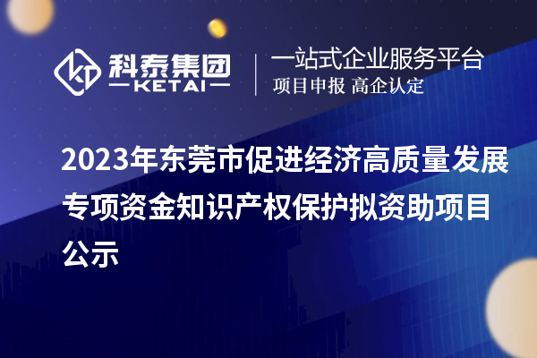 2023年東莞市促進經濟高質量發(fā)展專項資金知識產權保護擬資助項目公示