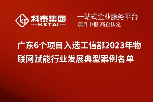 廣東6個項(xiàng)目入選工信部2023年物聯(lián)網(wǎng)賦能行業(yè)發(fā)展典型案例名單