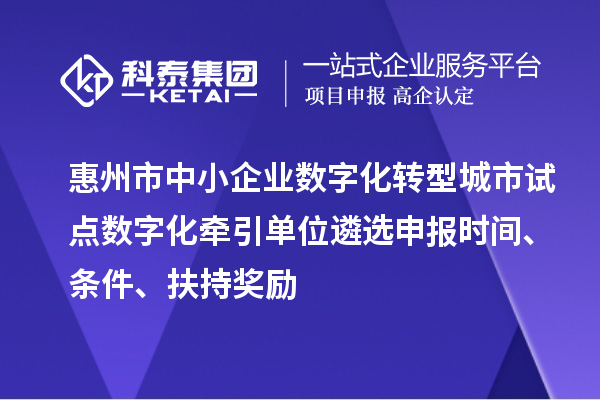 惠州市中小企業(yè)數(shù)字化轉(zhuǎn)型城市試點(diǎn)數(shù)字化牽引單位遴選申報(bào)時(shí)間、條件、扶持獎勵(lì)
