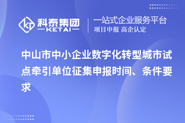 中山市中小企業(yè)數(shù)字化轉(zhuǎn)型城市試點(diǎn)牽引單位征集申報(bào)時(shí)間、條件要求