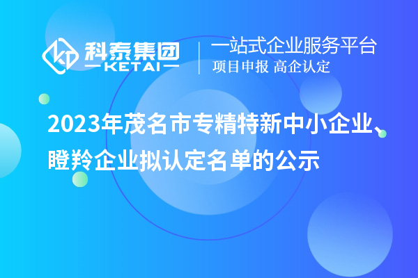 2023年茂名市專精特新中小企業(yè)、瞪羚企業(yè)擬認(rèn)定名單的公示