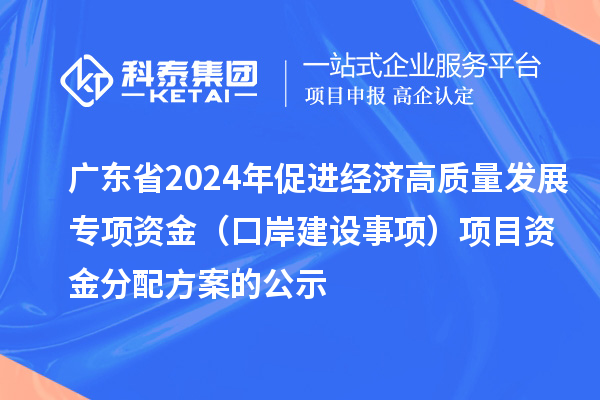 廣東省2024年促進經濟高質量發(fā)展專項資金（口岸建設事項）項目資金分配方案的公示