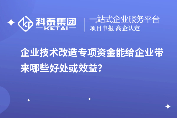 企業(yè)技術(shù)改造專項資金能給企業(yè)帶來哪些好處或效益？