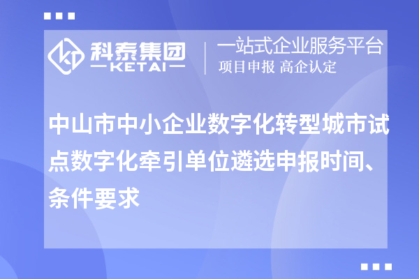 中山市中小企業(yè)數(shù)字化轉型城市試點數(shù)字化牽引單位遴選申報時間、條件要求