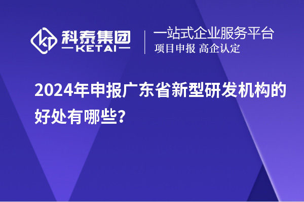 2024年申報廣東省新型研發(fā)機構(gòu)的好處有哪些？