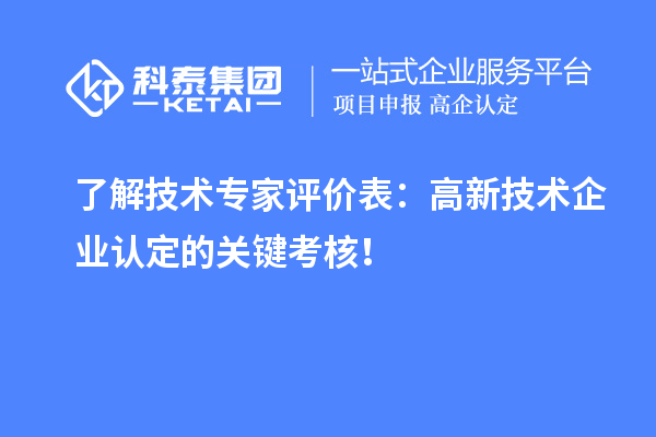 了解技術(shù)專家評價表：高新技術(shù)企業(yè)認定的關(guān)鍵考核！
