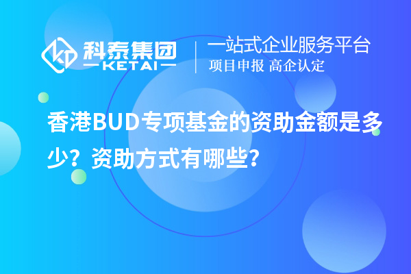 香港BUD專項基金的資助金額是多少？資助方式有哪些？