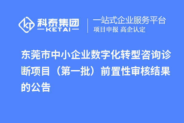 東莞市中小企業(yè)數(shù)字化轉(zhuǎn)型咨詢診斷項目（第一批）前置性審核結(jié)果的公告