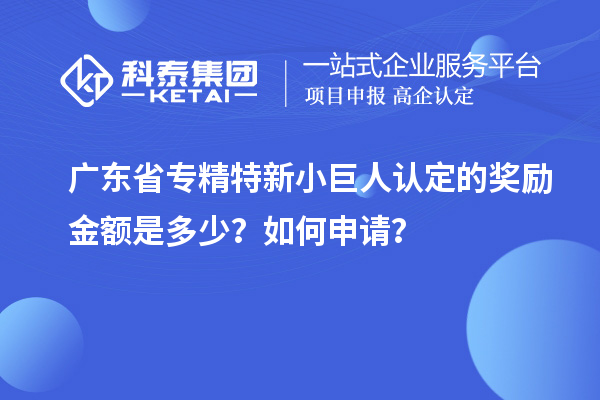 廣東省專精特新小巨人認定的獎勵金額是多少？如何申請？