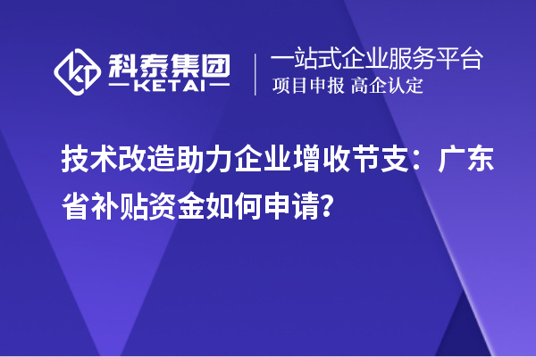 技術(shù)改造助力企業(yè)增收節(jié)支：廣東省補(bǔ)貼資金如何申請(qǐng)？