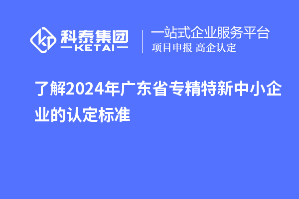 了解2024年廣東省專精特新中小企業(yè)的認定標(biāo)準(zhǔn)