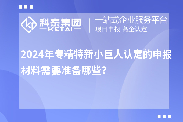 2024年專精特新小巨人認(rèn)定的申報(bào)材料需要準(zhǔn)備哪些？