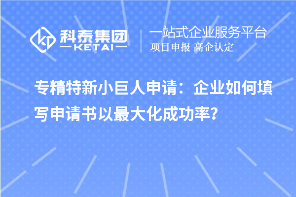 專精特新小巨人申請：企業(yè)如何填寫申請書以最大化成功率？