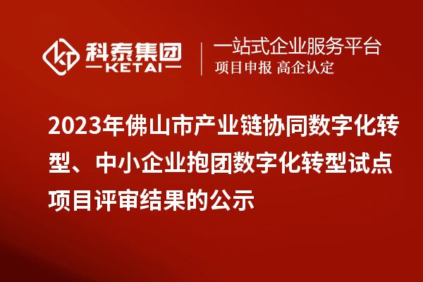 2023年佛山市產(chǎn)業(yè)鏈協(xié)同數(shù)字化轉(zhuǎn)型、中小企業(yè)抱團數(shù)字化轉(zhuǎn)型試點項目評審結(jié)果的公示