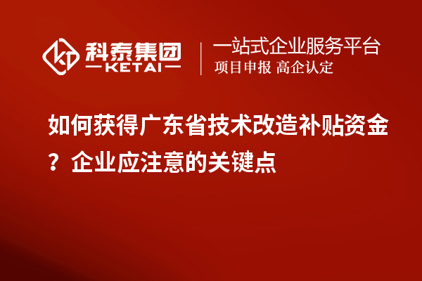 如何獲得廣東省技術(shù)改造補貼資金？企業(yè)應(yīng)注意的關(guān)鍵點