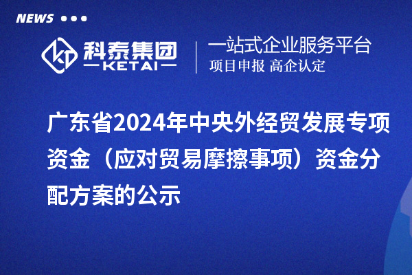 廣東省2024年中央外經貿發(fā)展專項資金（應對貿易摩擦事項）資金分配方案的公示