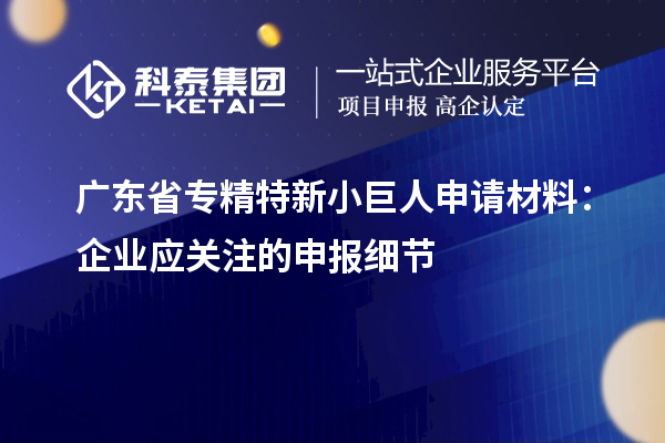 廣東省專精特新小巨人申請(qǐng)材料：企業(yè)應(yīng)關(guān)注的申報(bào)細(xì)節(jié)