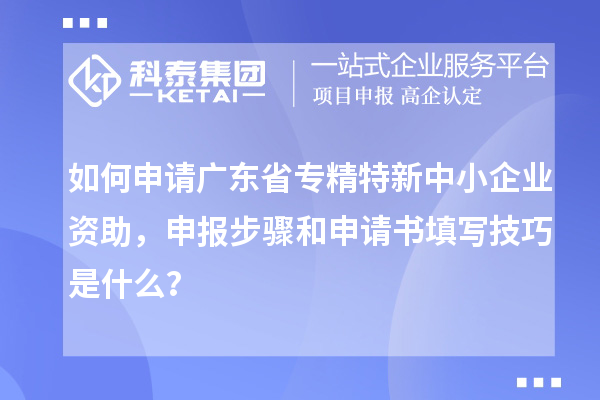 如何申請(qǐng)廣東省專精特新中小企業(yè)資助，申報(bào)步驟和申請(qǐng)書填寫技巧是什么？
