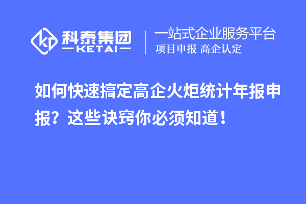 如何快速搞定高企火炬統(tǒng)計年報申報？這些訣竅你必須知道！