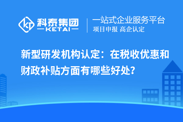 新型研發(fā)機(jī)構(gòu)認(rèn)定：在稅收優(yōu)惠和財(cái)政補(bǔ)貼方面有哪些好處？