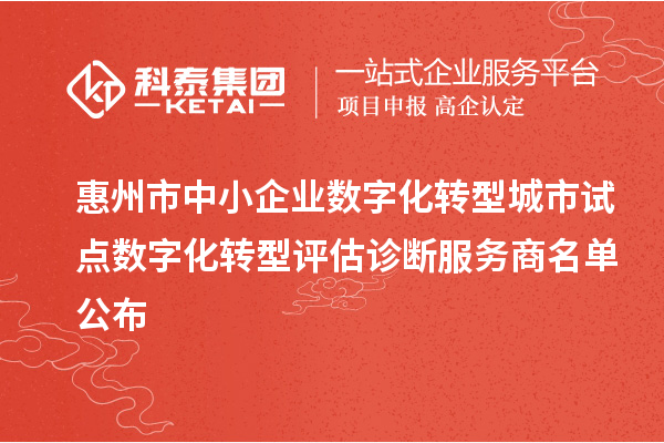 惠州市中小企業(yè)數(shù)字化轉型城市試點數(shù)字化轉型評估診斷服務商名單公布