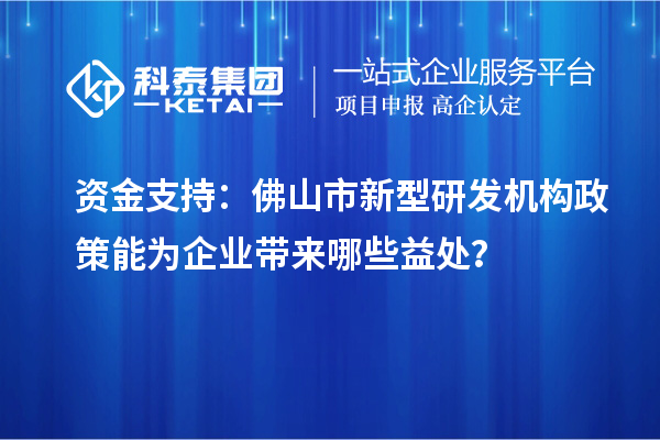資金支持：佛山市新型研發(fā)機(jī)構(gòu)政策能為企業(yè)帶來(lái)哪些益處？