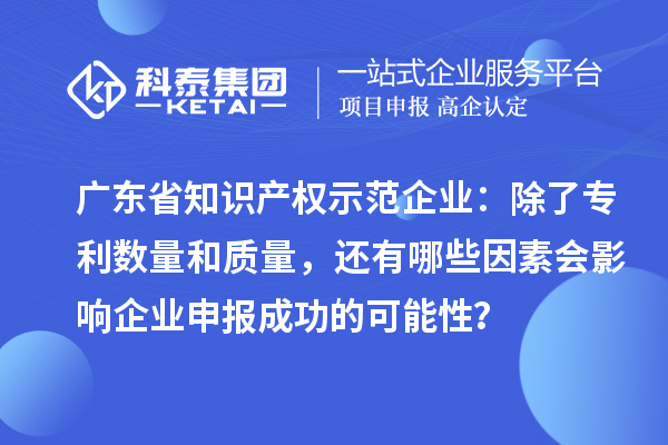 廣東省知識產(chǎn)權示范企業(yè)：除了專利數(shù)量和質(zhì)量，還有哪些因素會影響企業(yè)申報成功的可能性？