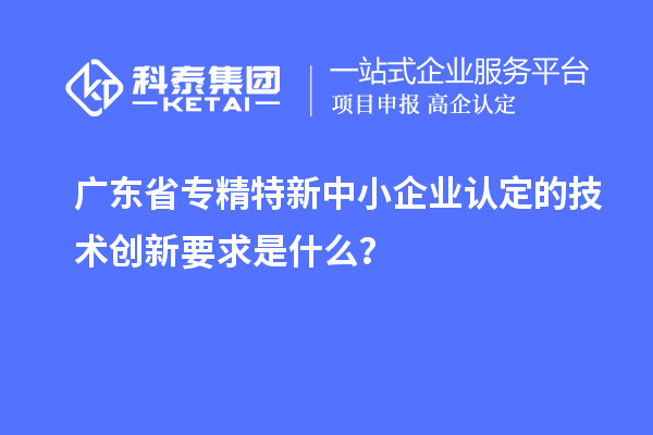 廣東省專精特新中小企業(yè)認(rèn)定的技術(shù)創(chuàng)新要求是什么？