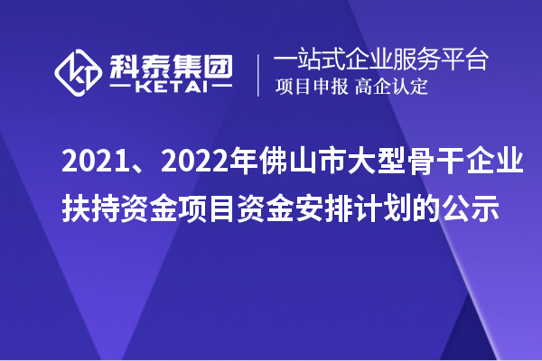 2021、2022年佛山市大型骨干企業(yè)扶持資金項目資金安排計劃的公示