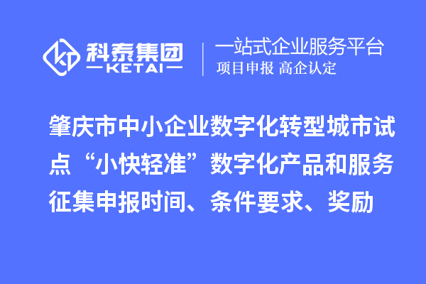 肇慶市省級(jí)中小企業(yè)數(shù)字化轉(zhuǎn)型城市試點(diǎn)“小快輕準(zhǔn)”數(shù)字化產(chǎn)品和服務(wù)征集申報(bào)時(shí)間、條件要求、扶持獎(jiǎng)勵(lì)