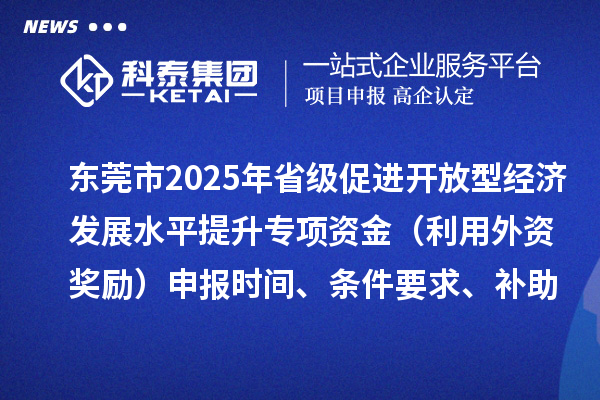 東莞市2025年省級促進(jìn)開放型經(jīng)濟(jì)發(fā)展水平提升專項(xiàng)資金（利用外資獎勵）申報(bào)時間、條件要求、補(bǔ)助獎勵