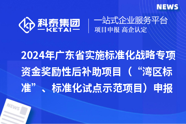 2024年廣東省實(shí)施標(biāo)準(zhǔn)化戰(zhàn)略專項(xiàng)資金獎勵性后補(bǔ)助項(xiàng)目（“灣區(qū)標(biāo)準(zhǔn)”、標(biāo)準(zhǔn)化試點(diǎn)示范項(xiàng)目）申報(bào)時間、條件要求