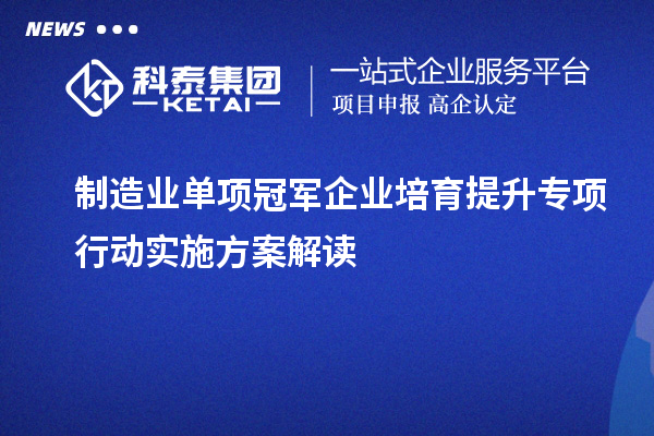 制造業(yè)單項(xiàng)冠軍企業(yè)培育提升專(zhuān)項(xiàng)行動(dòng)實(shí)施方案解讀