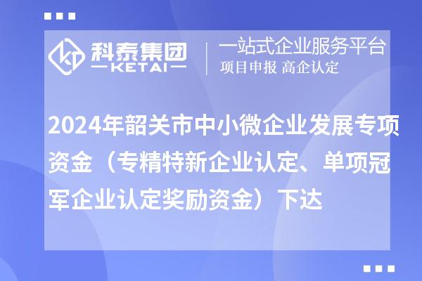2024年韶關(guān)市中小微企業(yè)發(fā)展專項資金（專精特新企業(yè)認(rèn)定、單項冠軍企業(yè)認(rèn)定獎勵資金）下達(dá)