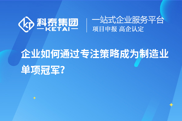 企業(yè)如何通過(guò)專(zhuān)注策略成為制造業(yè)單項(xiàng)冠軍？
