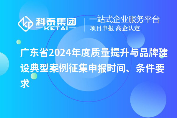 廣東省2024年度質(zhì)量提升與品牌建設典型案例征集申報時間、條件要求