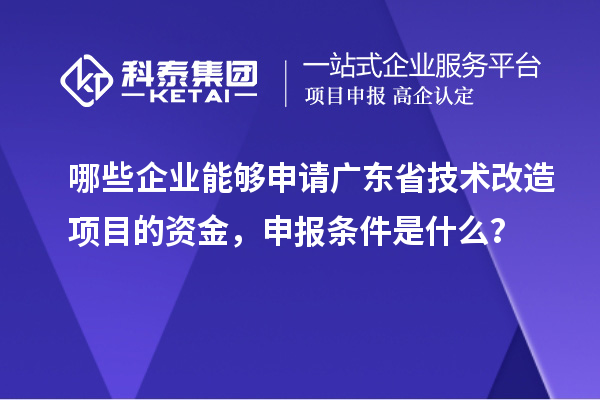 哪些企業(yè)能夠申請廣東省技術(shù)改造項(xiàng)目的資金，申報(bào)條件是什么？