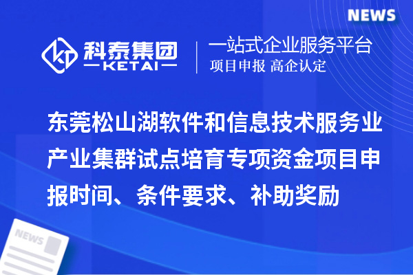 東莞松山湖軟件和信息技術(shù)服務(wù)業(yè)產(chǎn)業(yè)集群試點(diǎn)培育專項(xiàng)資金項(xiàng)目申報(bào)時(shí)間、條件要求、補(bǔ)助獎(jiǎng)勵(lì)